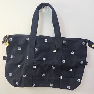 Canvas Tote Bag‎ Womens Blue All Over Logo Travel Weekender AMBASSADOR ROBERTA